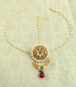 Copper Pearl Premium Gold plated rakdi mathapatti Borla Maangtikaa Hair Accessories wedding Festival - LRKD21_MG