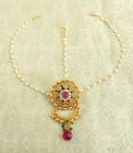 Copper Pearl Premium Gold plated rakdi mathapatti Borla Maangtikaa Hair Accessories wedding Festival - LRKD22_MG