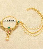 Ruby Green Big Bridal Kundan Zircon Nose Ring for wedding - LLBN09_MG