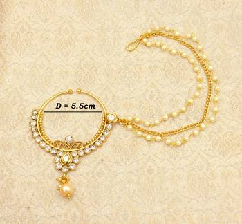 White Big Bridal Kundan Zircon Nose Ring for wedding - LLBN09_WT 1