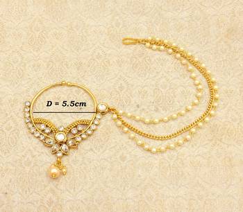 White Big Bridal Kundan Zircon Nose Ring for wedding - LLBN11_WT 1
