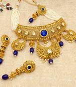 Blue Padmavati Bridal Choker Necklace Earring Maangtikka Jewellery Set for Wedding Bridal Festival - LPVN09_BL