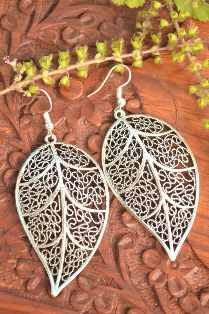 Oxidised silver handcrafted jhumka jhumki navratri earrings for ethnic clothing