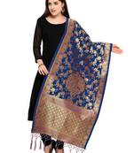 Blue Banarasi silk blend Zari Woven Dupatta