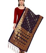 Navy Banarasi Silk Zari Woven Dupatta