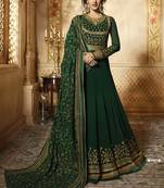 Green Embroidered Georgette Semi Stitched Salwar With Dupatta