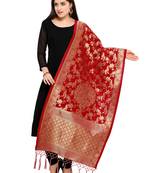 Red Banarasi Silk Zari Woven Dupatta