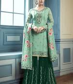 Sky Blue Embroidered Georgette Semi Stitched Salwar With Dupatta
