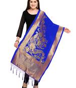 Blue Banarasi silk blend Zari Woven Dupatta