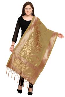 Gray Banarasi Silk Zari Woven Dupatta