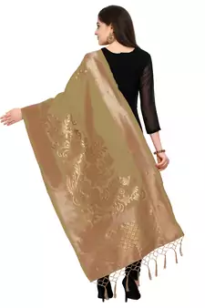 Gray Banarasi Silk Zari Woven Dupatta
