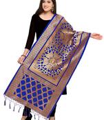 Blue Banarasi silk blend Zari Woven Dupatta