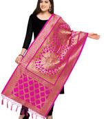 Pink Banarasi silk blend Zari Woven Dupatta