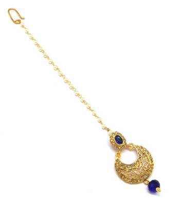 Jewellery Chandbali Jaali Work Maang Tikka Decorated With Crystal & Pearl For Women/Girls 1