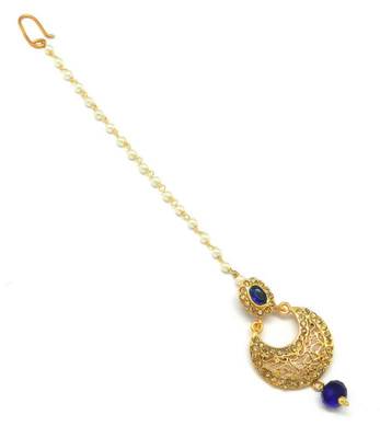 Jewellery Chandbali Jaali Work Maang Tikka Decorated With Crystal & Pearl For Women/Girls 2