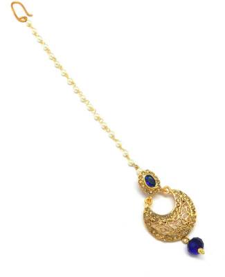 Jewellery Chandbali Jaali Work Maang Tikka Decorated With Crystal & Pearl For Women/Girls 3