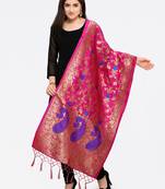 Pink Banarasi silk blend Zari Woven Dupatta