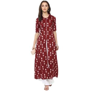 Maroon printed cotton kurtis 1