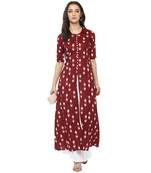 Maroon printed cotton kurtis