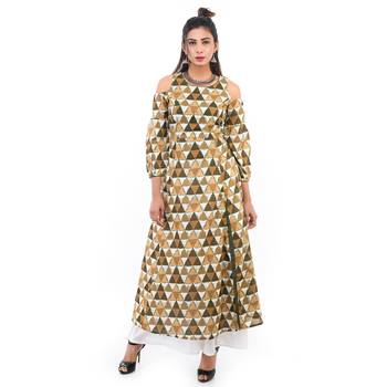 Yellow printed cotton kurtis 1