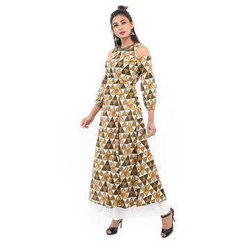 Yellow printed cotton kurtis 2