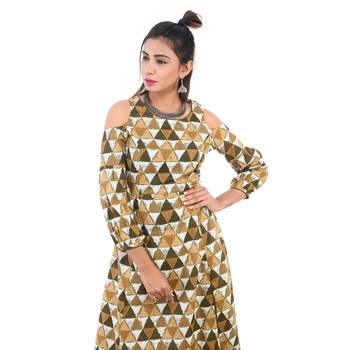 Yellow printed cotton kurtis 3