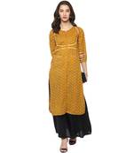 Yellow printed cotton kurtis