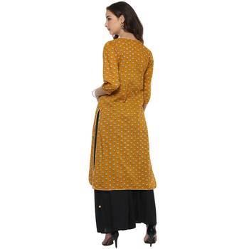 Yellow printed cotton kurtis 2