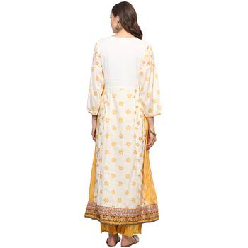 Yellow printed cotton kurtis 2