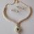 Golden and White Delicate American DIamond Necklace Set with Earrings