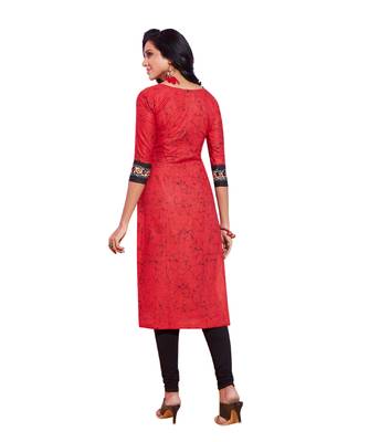 Red printed cotton kurti 2