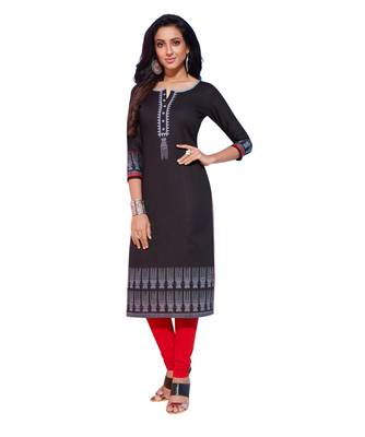 Black printed cotton kurti 1