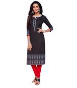 Black printed cotton kurti