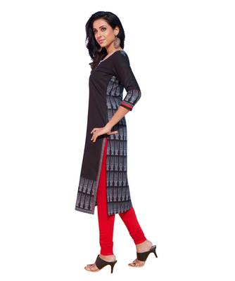 Black printed cotton kurti 3