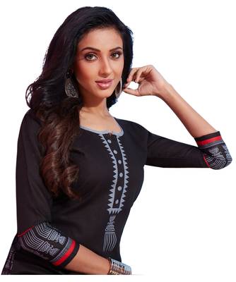 Black printed cotton kurti 4