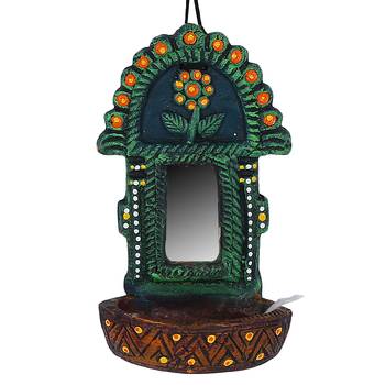 Aapno Rajasthan Traditional Wall Mount Oil Diya With Mirror 1
