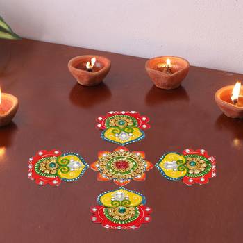 Aapno Rajasthan Rajastani Wood And Clay Floral Table Art 1