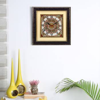 Aapno Rajasthan Handpainted Motifs Marble Wall Clock 1