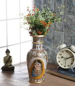 Handpainted Marble Vase With Kundan Work