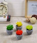 Aapno Rajasthan Beautiful Floral Shape Decorative Candles With Stand (Set Of 4)