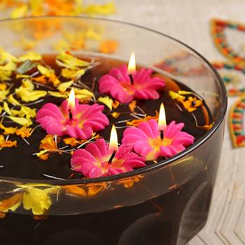 Aapno Rajasthan Flower Wax Candle Dyas- Set Of 4 2