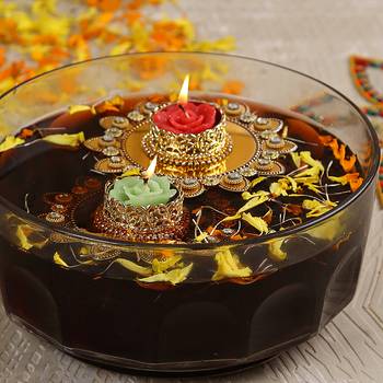 Aapno Rajasthan Stone Studded Beautiful Floating Candles 1