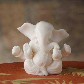 Aapno Rajasthan Semi Abstract White Marble Vakratunda Ganesha 1
