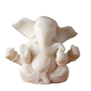 Aapno Rajasthan Semi Abstract White Marble Vakratunda Ganesha 2