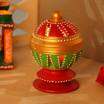 Aapno Rajasthan Openable Terracota Tealight Holder In Red 1