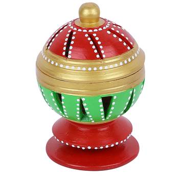 Aapno Rajasthan Openable Terracota Tealight Holder In Red 2