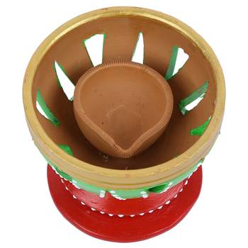 Aapno Rajasthan Openable Terracota Tealight Holder In Red 3