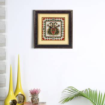 Aapno Rajasthan Peacock Motifs Painted Marble Wall Clock 1