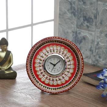Aapno Rajasthan Marvel In Marble - Gold Embossed Kundan Work Alarm Clock 1