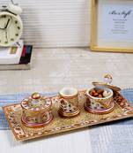 Aapno Rajasthan Marvel In Marble - Gold Embossed Utility Tray Set